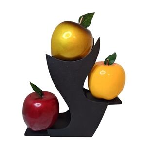 Decorative Apple Sculpture Wood Stand